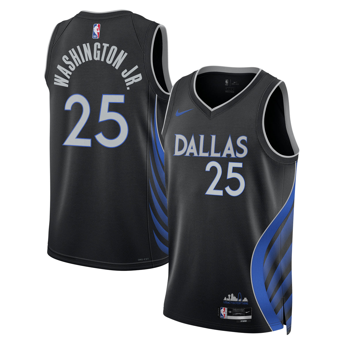 Dallas Mavericks 2025/26 City Edition Swingman Basketball Jersey- Black- P.J. Washington Jr.- Unisex basketball fan jersey