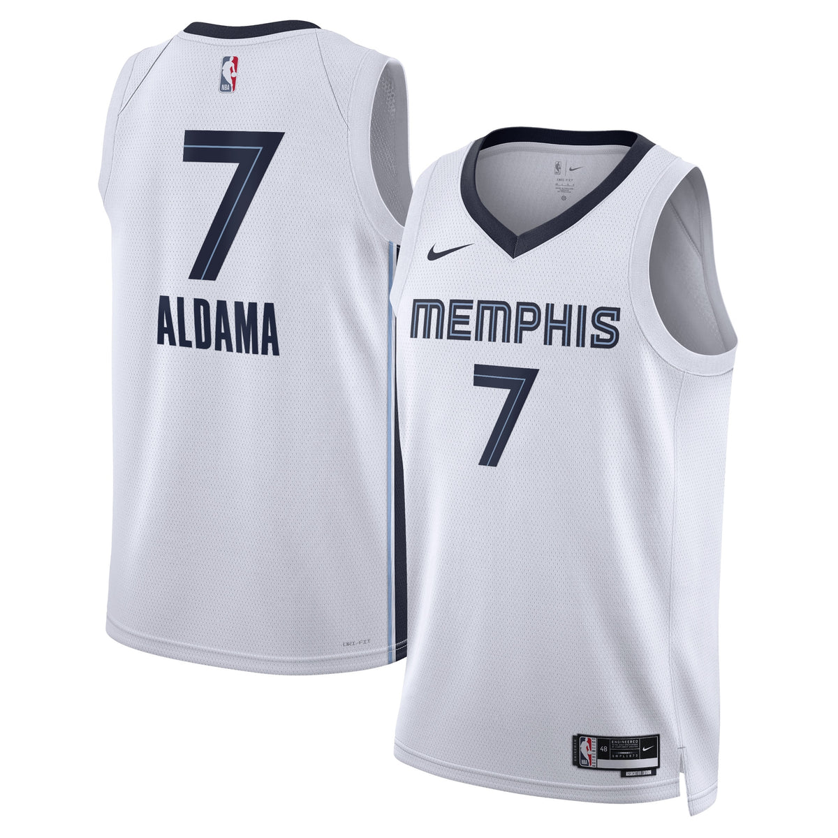 Memphis Grizzlies Association Edition Swingman Basketball Jersey- White- Santi Aldama- Unisex basketball fan jersey