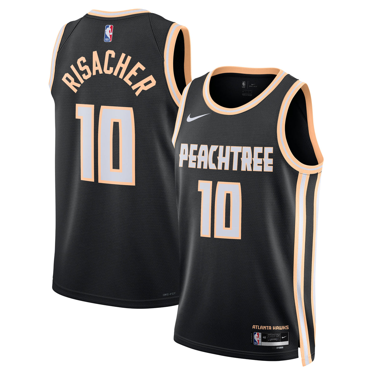Atlanta Hawks 2025/26 City Edition Swingman Basketball Jersey- Black- Zaccharie Risacher- Unisex basketball fan jersey