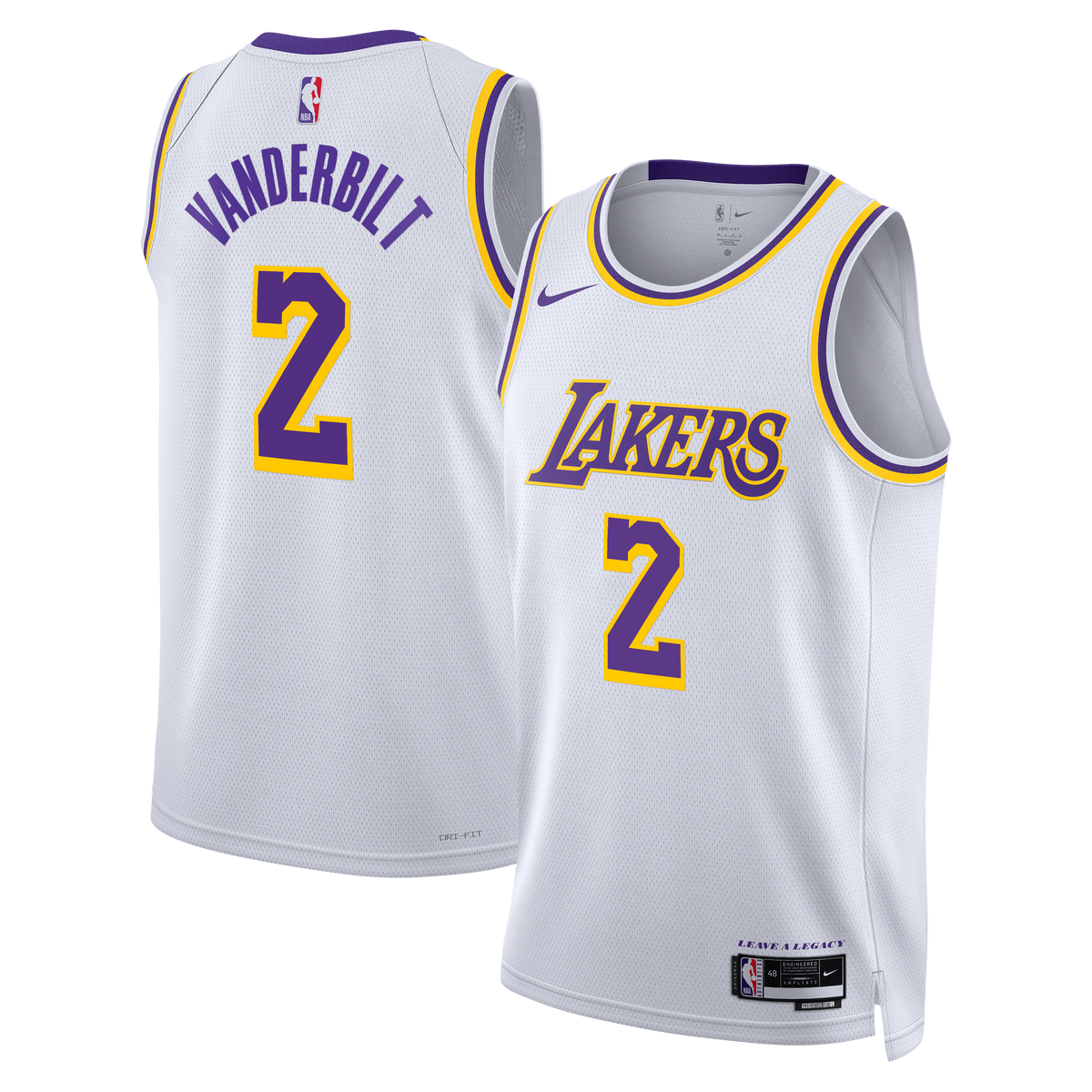 Los Angeles Lakers Association Edition Swingman Basketball Jersey- White- Jarred Vanderbilt- Unisex basketball fan jersey