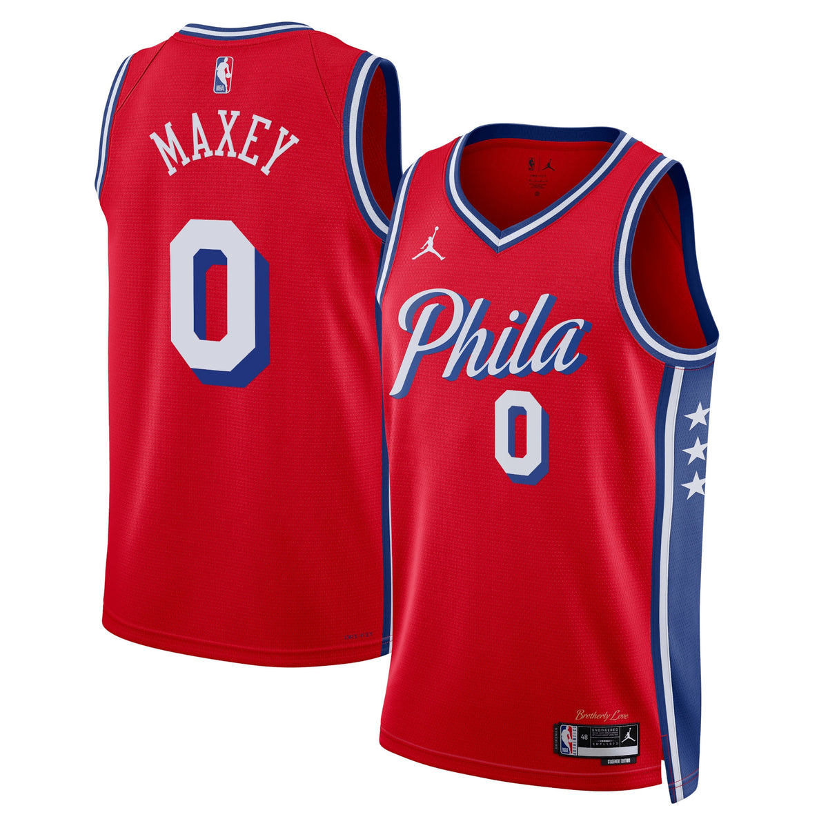 Philadelphia 76ers Statement Edition Swingman Basketball Jersey- Red- Tyrese Maxey- Unisex basketball fan jersey