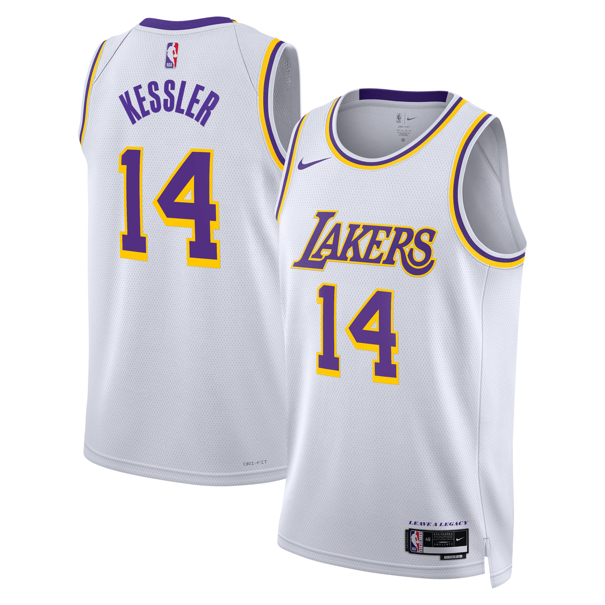 Los Angeles Lakers Association Edition Edition Swingman Basketball Jersey- White- Walker Kessler- Unisex basketball fan jerse
