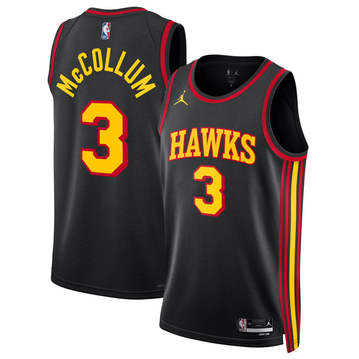 Atlanta Hawks Brand Statement Edition Swingman Basketball Jersey- Black- CJ McCollum- Unisex basketball fan jersey