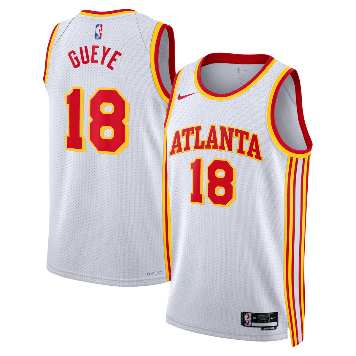 Atlanta Hawks Association Edition Swingman Basketball Jersey- White- Mouhamed Gueye- Unisex basketball fan jersey
