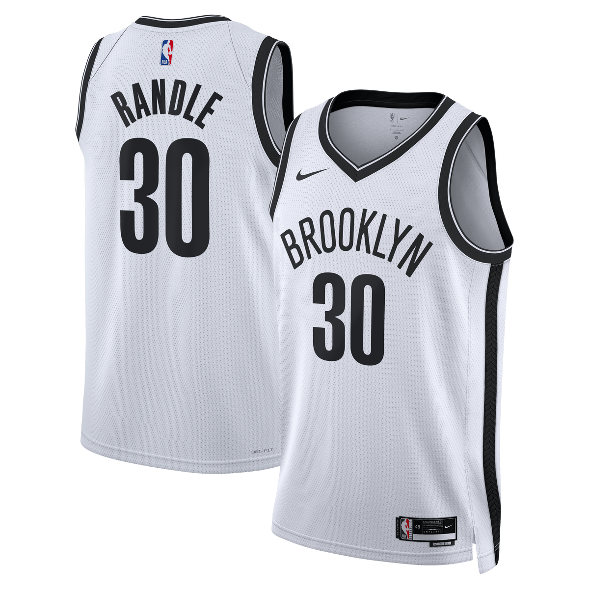 Brooklyn Nets Association Edition Swingman Basketball Jersey- White- Julius Randle- Unisex basketball fan jersey