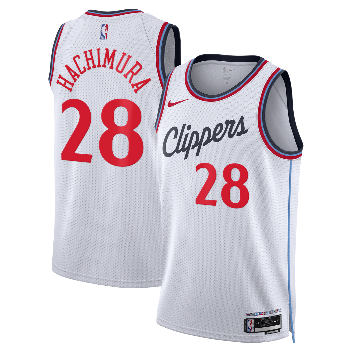Los Angeles Clippers Replica Association Edition Swingman Basketball Jersey- White- Rui Hachimura- Unisex basketball fan jers