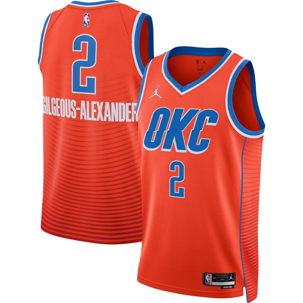 Oklahoma City Thunder Replica Statement Swingman Basketball Jersey- Shai Gilgeous- Alexander- Unisex basketball fan jersey