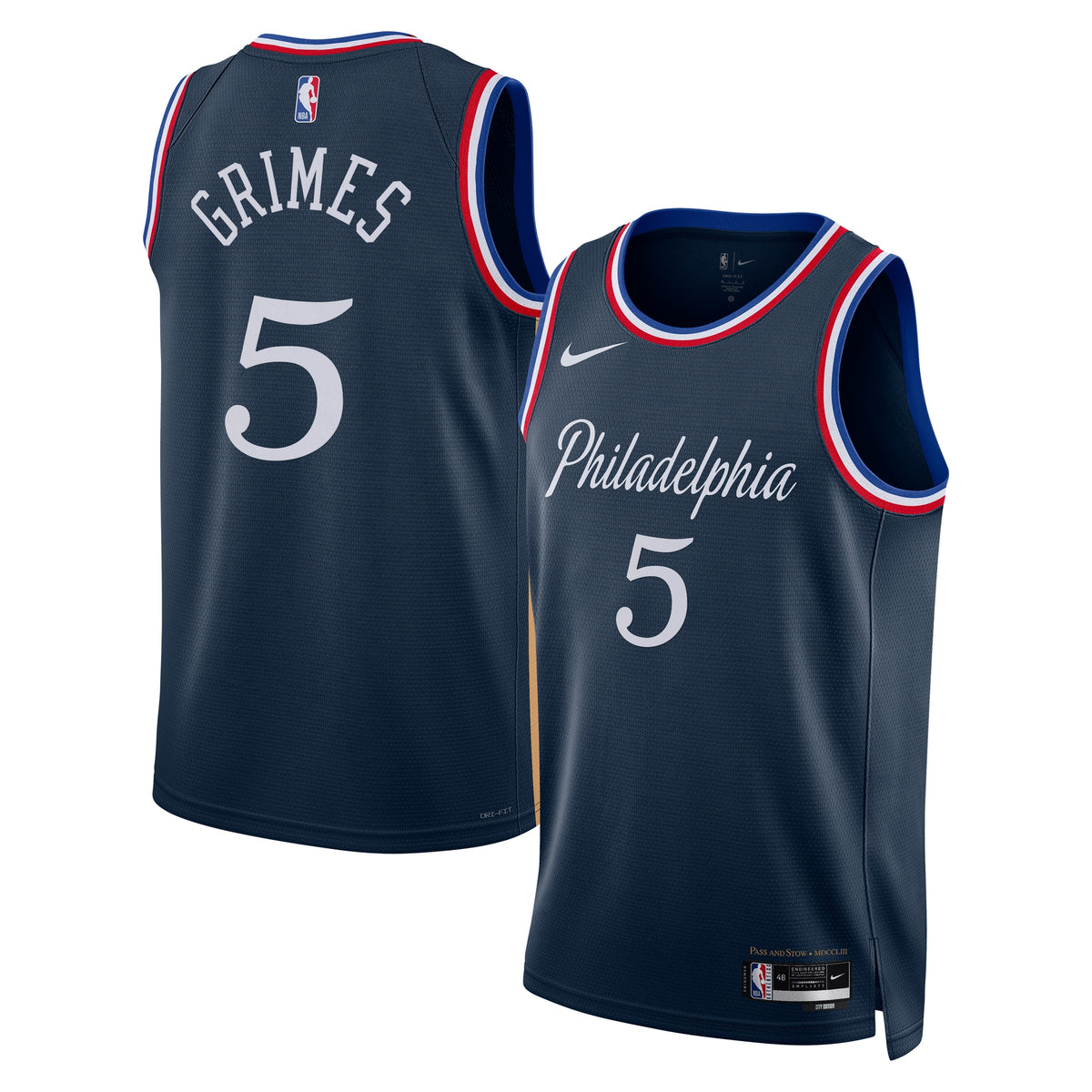 Philadelphia 76ers 2025/26 City Edition Swingman Basketball Jersey- Navy- Quentin Grimes- Unisex basketball fan jersey
