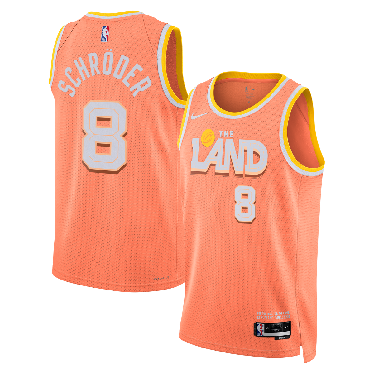Cleveland Cavaliers 2025/26 City Edition Swingman Basketball Jersey- Orange- Dennis Schröder- Unisex basketball fan jersey