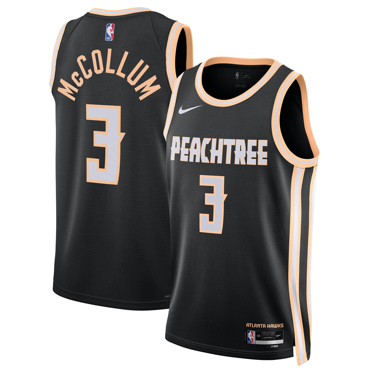 Atlanta Hawks 2025/26 City Edition Swingman Basketball Jersey- Black- CJ McCollum- Unisex basketball fan jersey