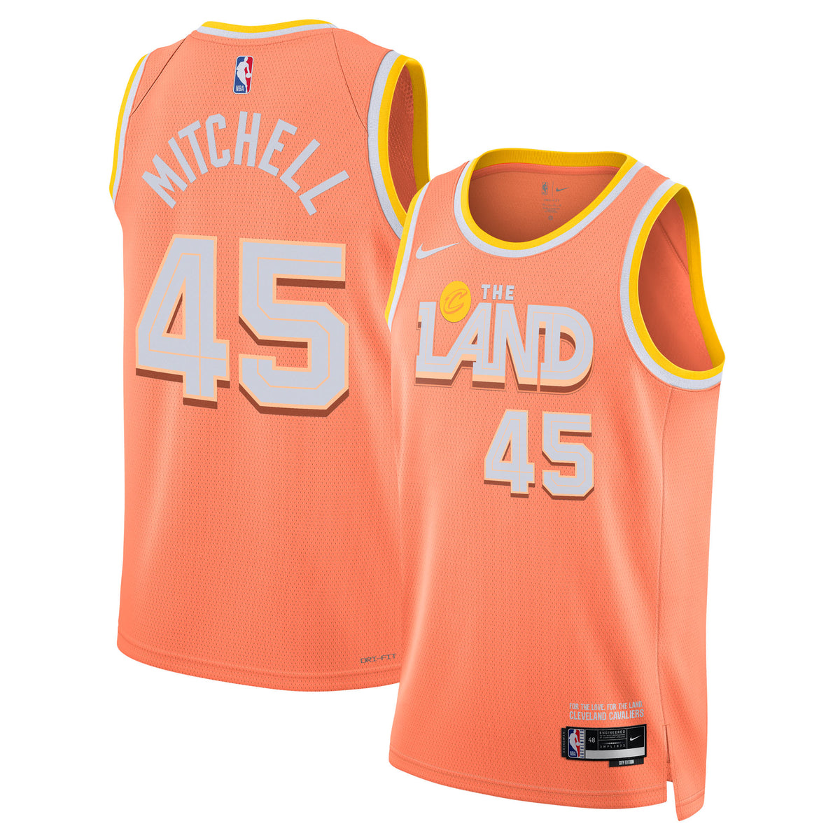 Cleveland Cavaliers 2025/26 City Edition Swingman Basketball Jersey- Orange- Donovan Mitchell- Unisex basketball fan jersey