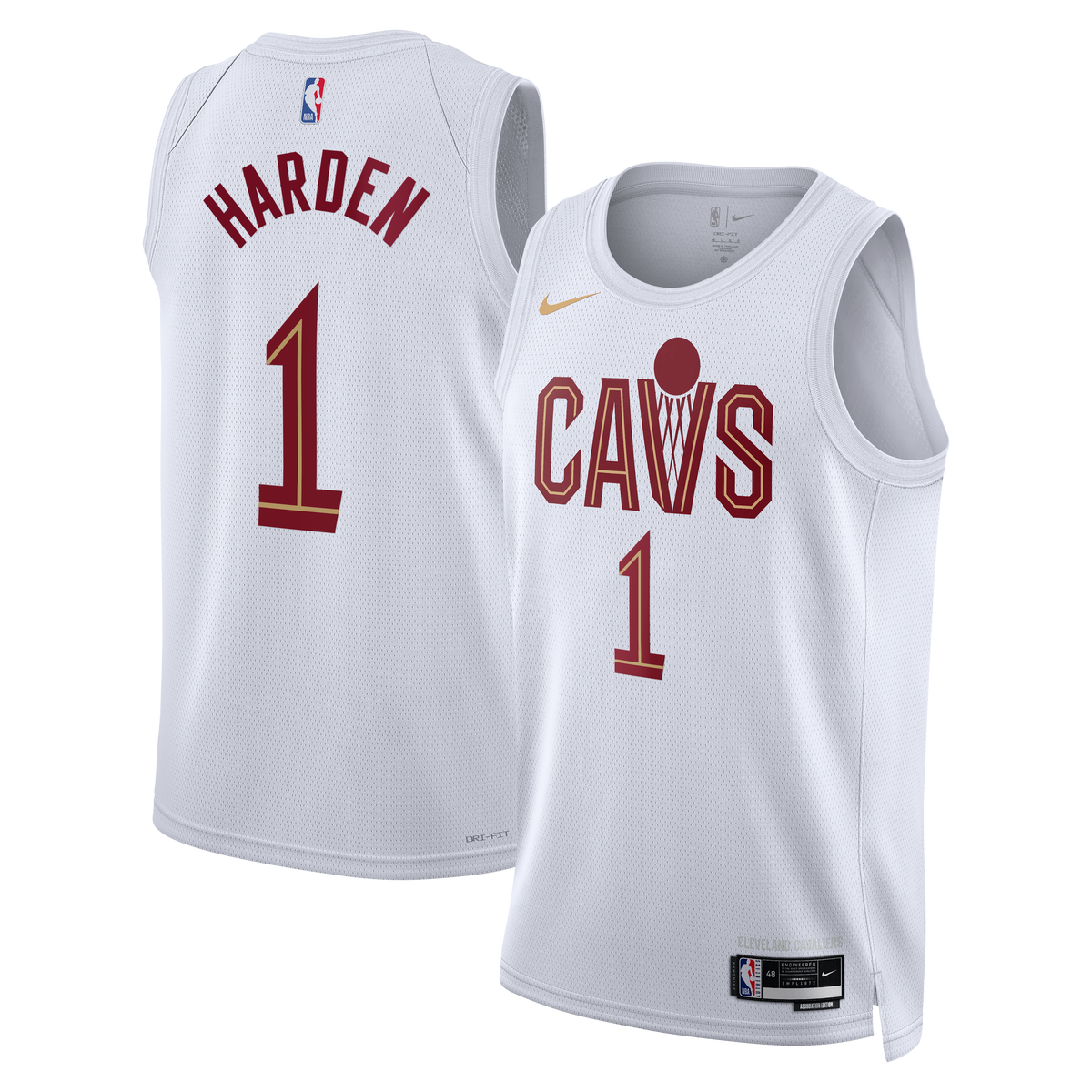 Cleveland Cavaliers Association Edition Swingman Basketball Jersey- White- James Harden- Unisex basketball fan jersey