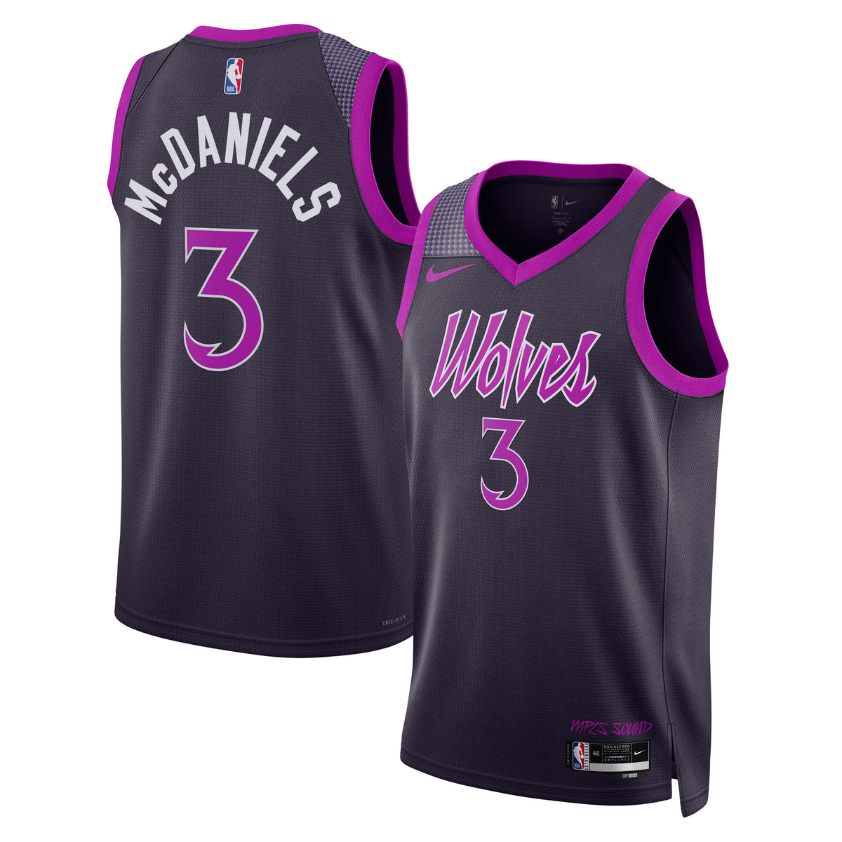 Minnesota Timberwolves 2025/26 City Edition Swingman Basketball Jersey- Black- Jaden McDaniels- Unisex basketball fan jersey