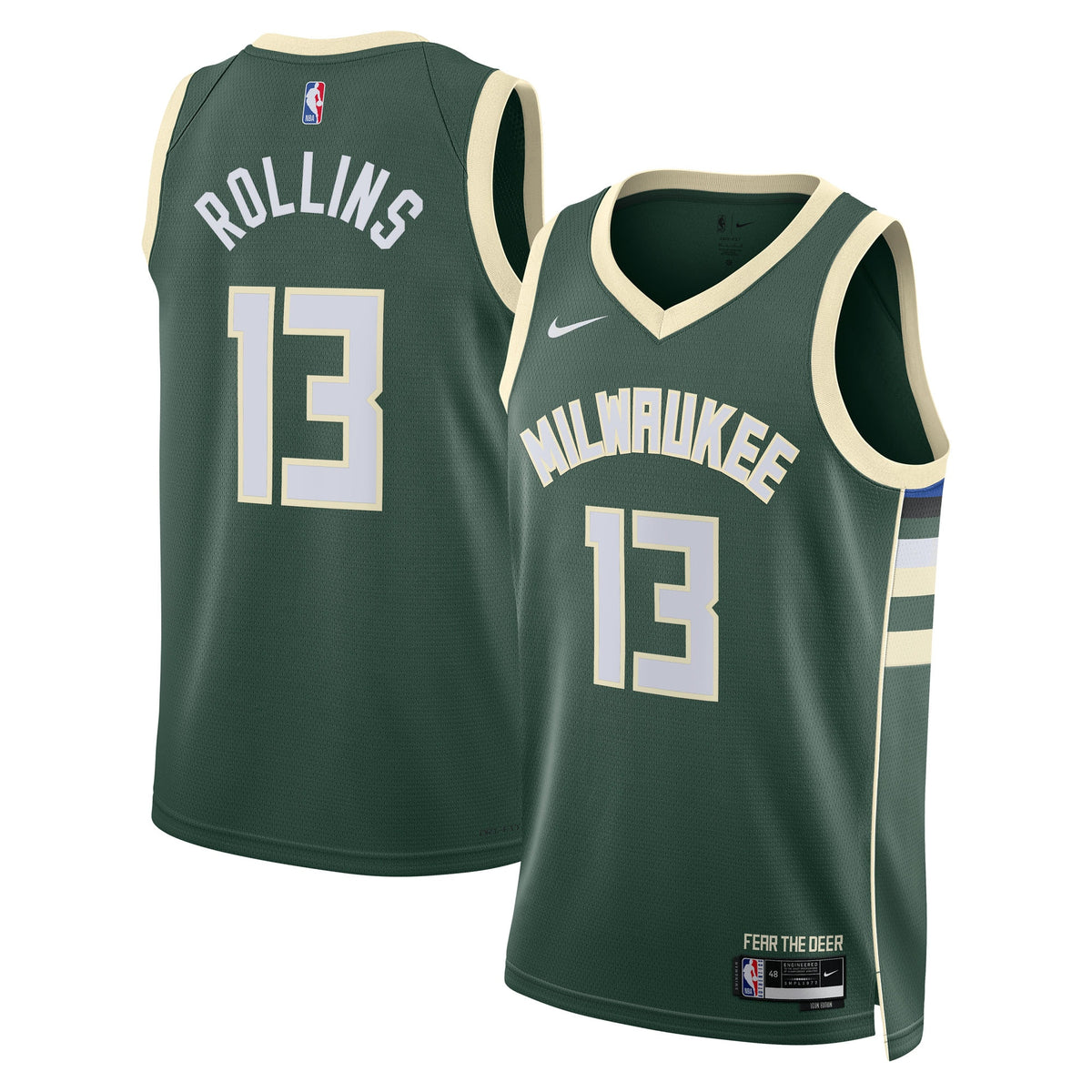 Milwaukee Bucks Icon Edition Swingman Basketball Jersey- Hunter Green- Ryan Rollins- Unisex basketball fan jersey
