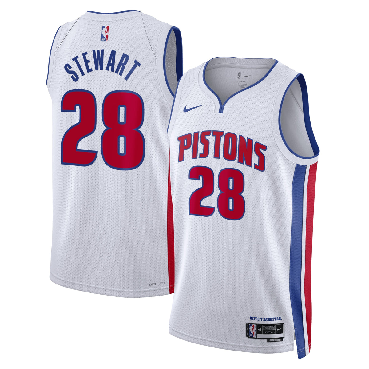 Detroit Pistons Association Edition Swingman Basketball Jersey- White- Isaiah Stewart- Unisex basketball fan jersey