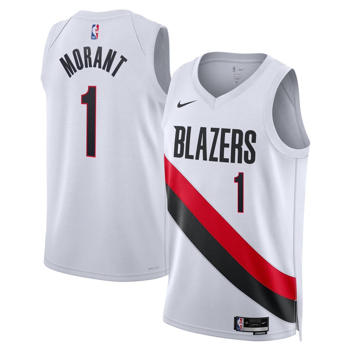 Portland Trail Blazers Replica Association Edition Swingman Basketball Jersey- White- Ja Morant- Unisex basketball fan jersey