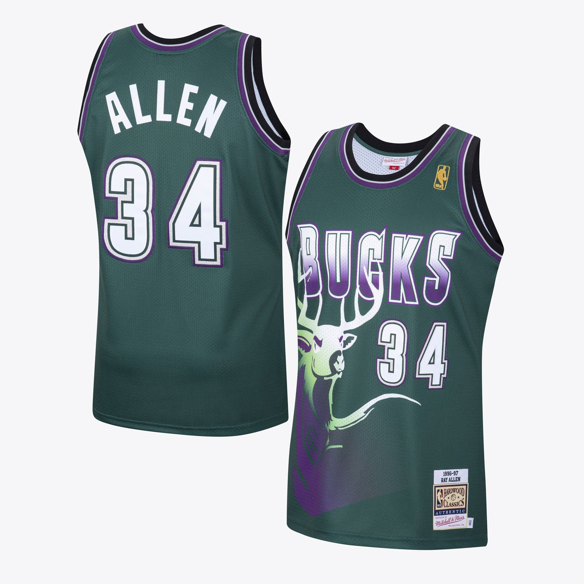 Milwaukee Bucks Ray Allen 1996 Hardwood Classics Alternate Swingman Basketball Jersey By- Dark Green basketball fan jersey