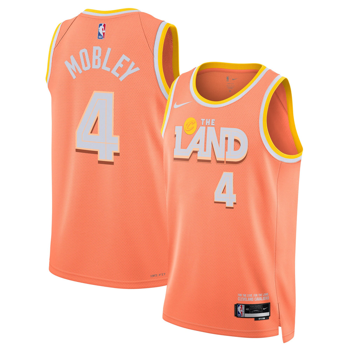 Cleveland Cavaliers 2025/26 City Edition Swingman Basketball Jersey- Orange- Evan Mobley- Unisex basketball fan jersey