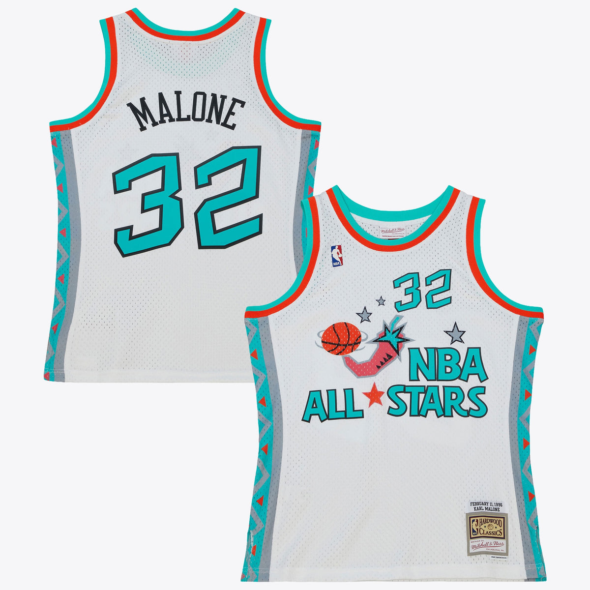 NBA Karl Malone 1996 All- Star Swingman Authentic Basketball Jersey- White basketball fan jersey