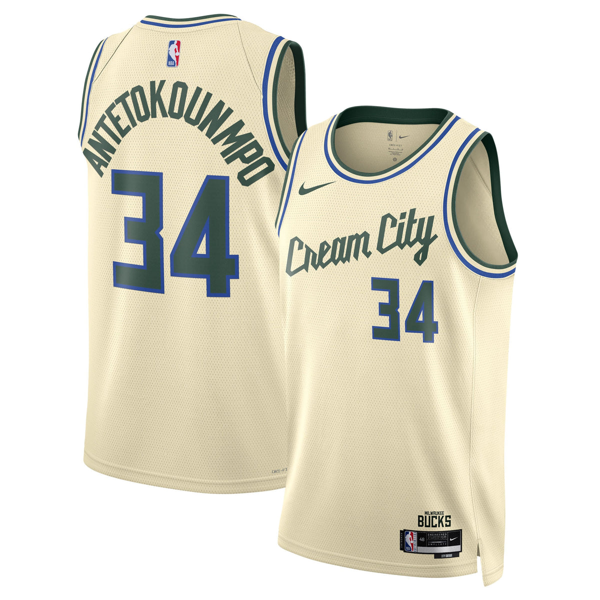 Milwaukee Bucks 2025/26 City Edition Swingman Basketball Jersey- Cream- Giannis Antetokounmpo- Unisex basketball fan jersey