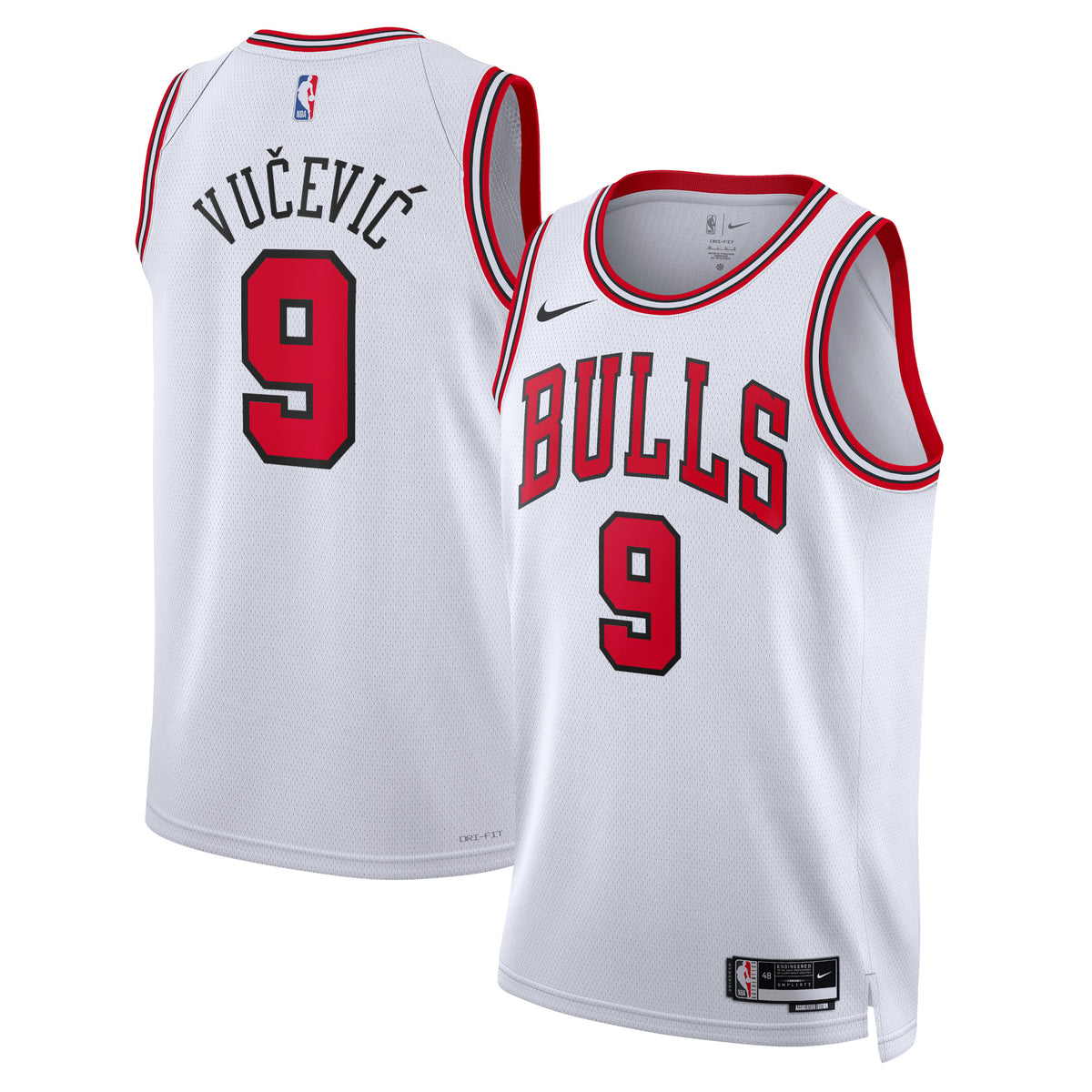 Chicago Bulls Association Edition Swingman Basketball Jersey- White- Nikola Vučević- Unisex basketball fan jersey