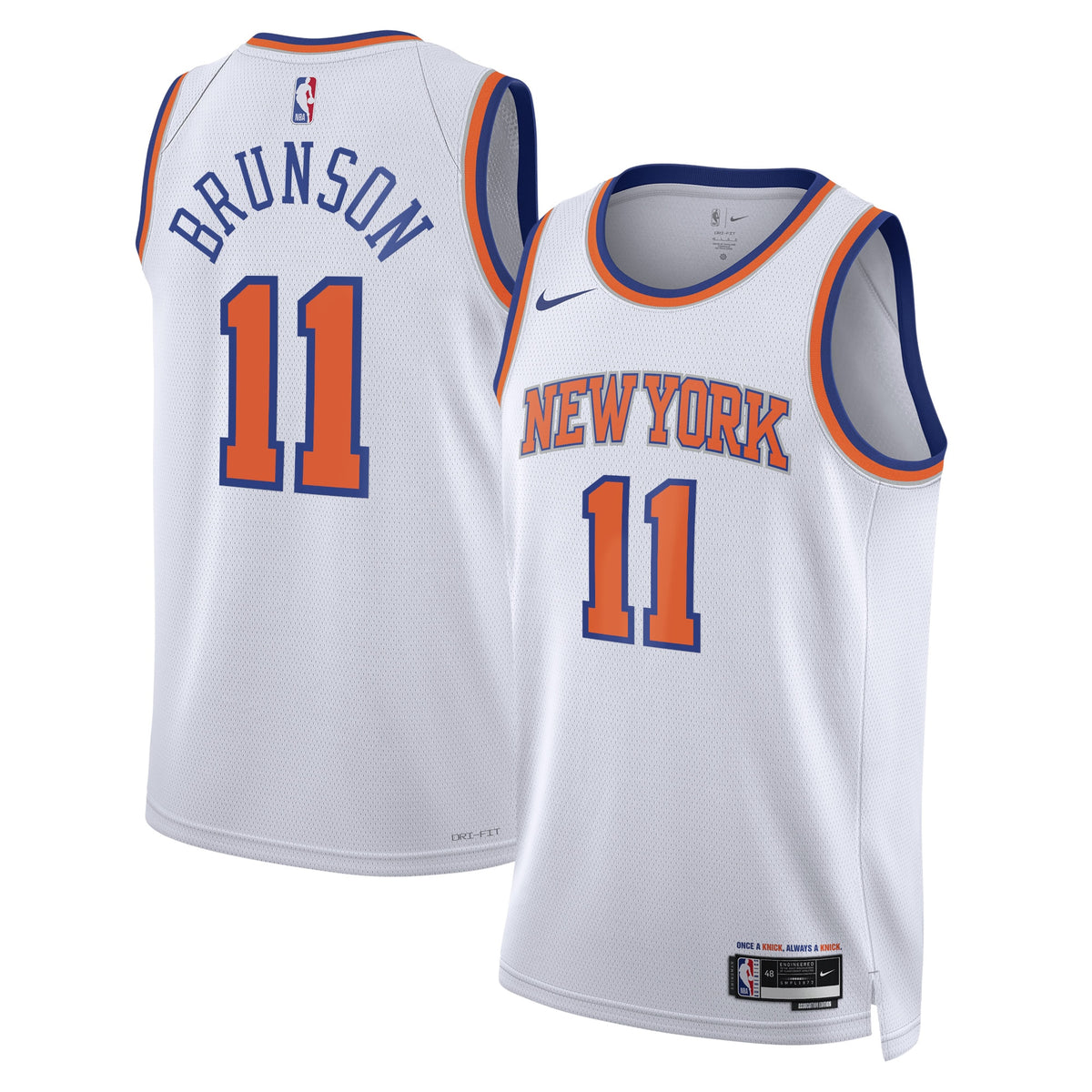 New York Knicks Association Edition Swingman Basketball Jersey- White- Jalen Brunson- Unisex basketball fan jersey
