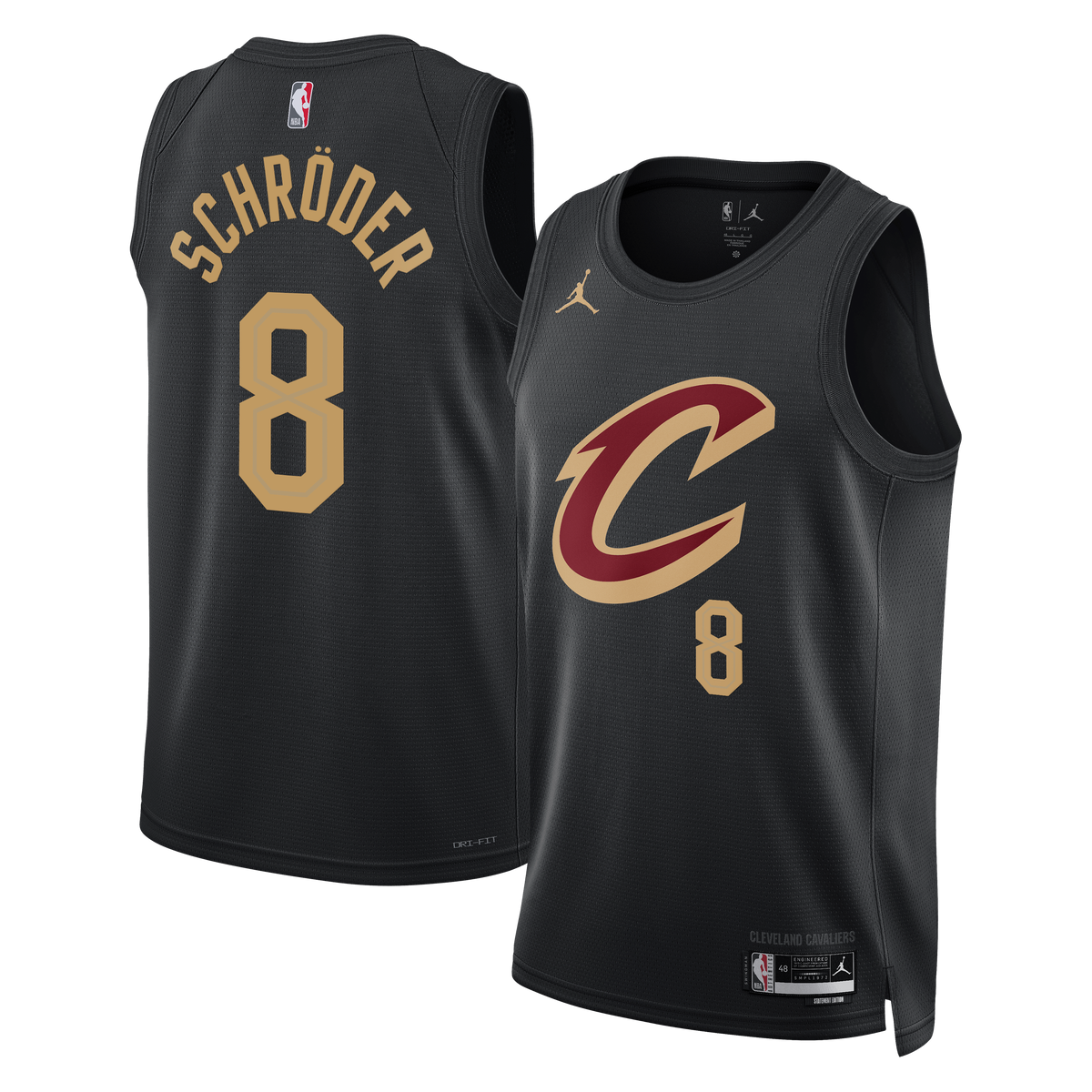 Cleveland Cavaliers Brand Statement Edition Swingman Basketball Jersey- Black- Dennis Schröder- Unisex basketball fan jersey