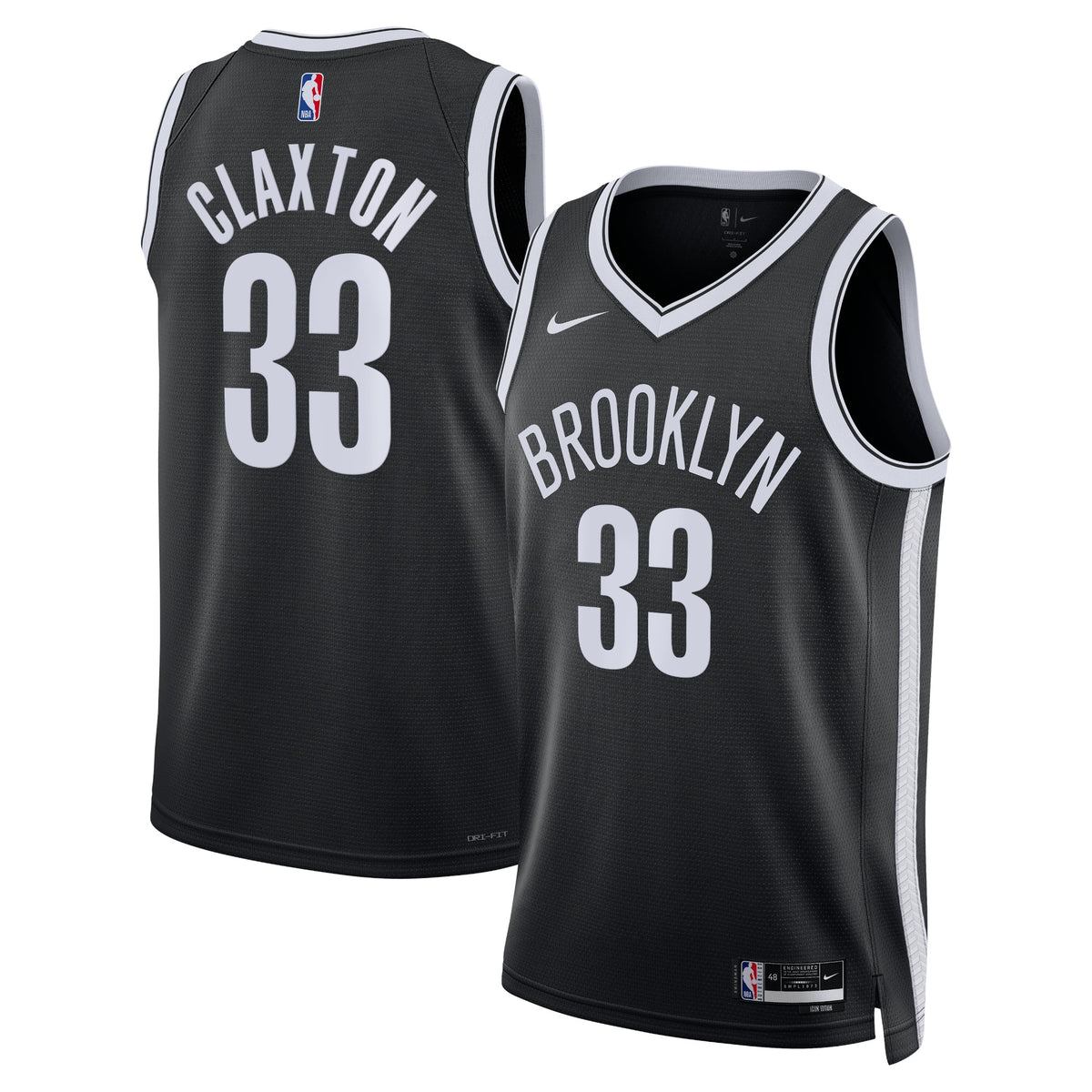 Brooklyn Nets Icon Edition Swingman Basketball Jersey- Black- Nic Claxton- Unisex basketball fan jersey