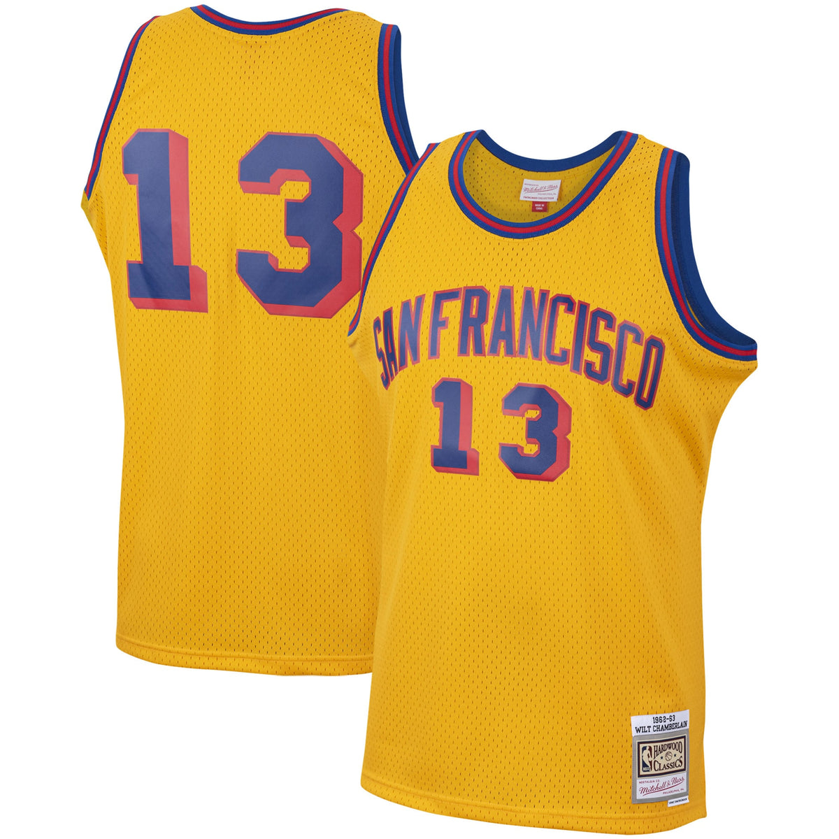 Wilt Chamberlain Gold San Francisco Warriors 1962- 63 Hardwood Classics Swingman Basketball Jersey basketball fan jersey