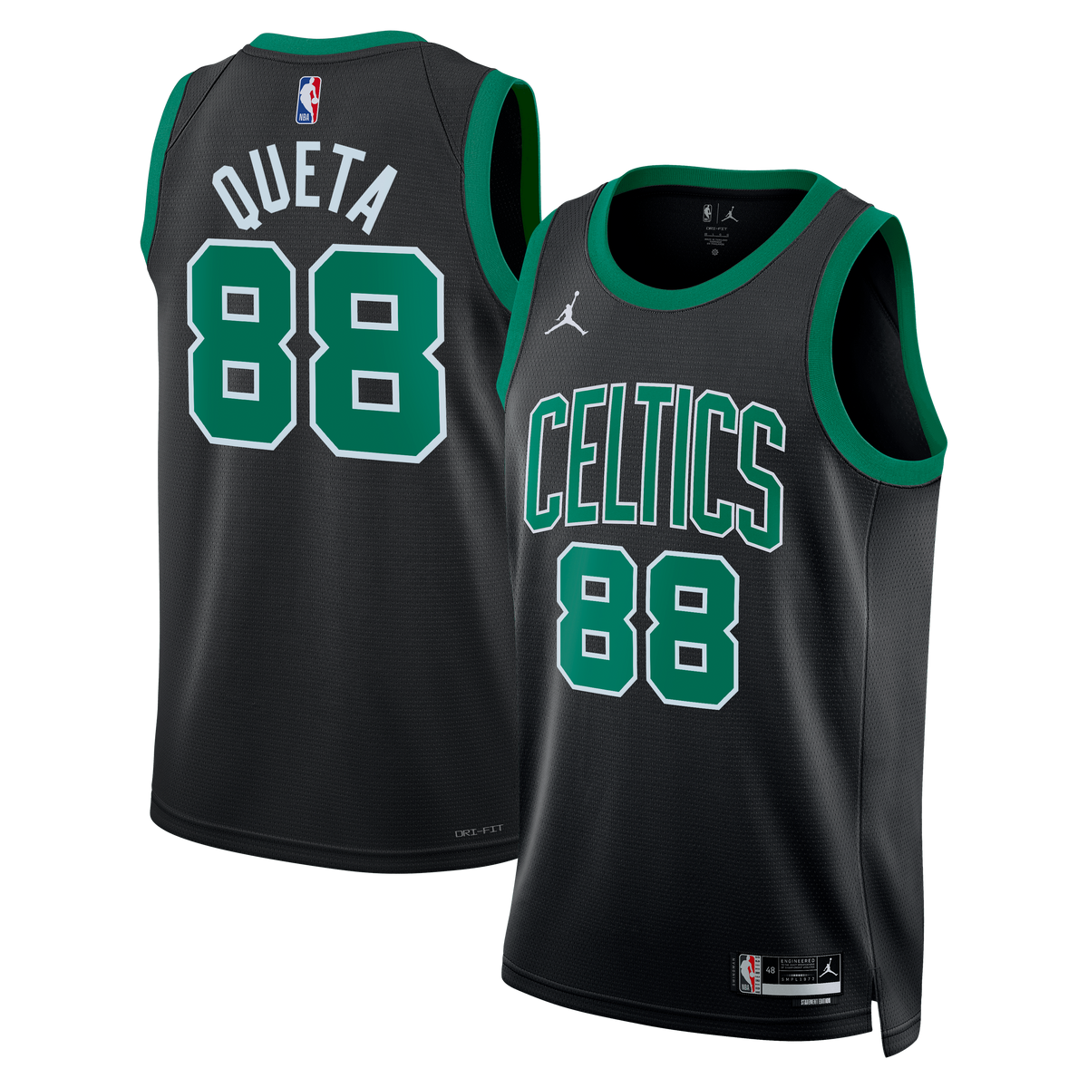 Boston Celtics Brand Statement Edition Swingman Basketball Jersey- Black- Neemias Queta- Unisex basketball fan jersey