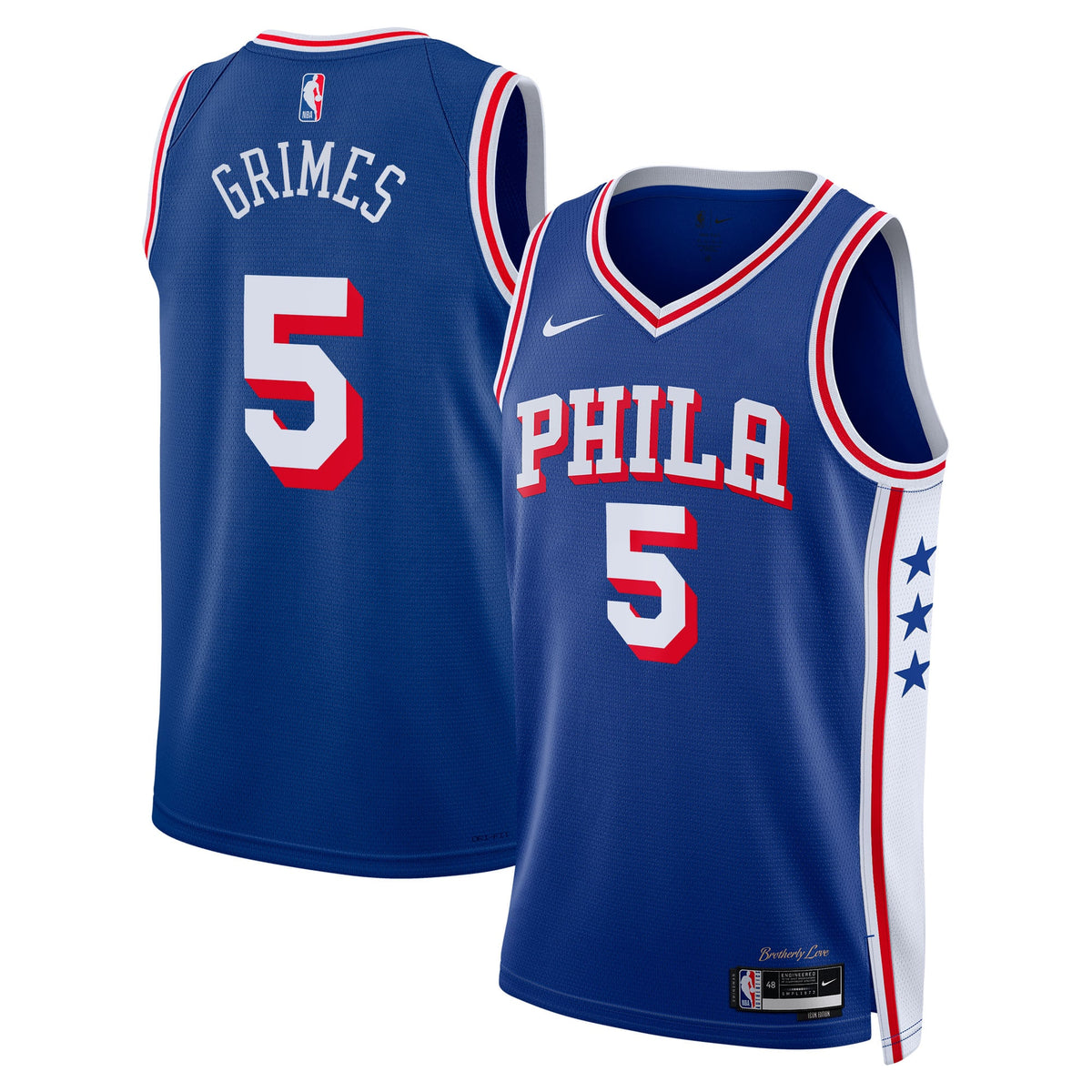 Philadelphia 76ers Icon Edition Swingman Basketball Jersey- Royal- Quentin Grimes- Unisex basketball fan jersey