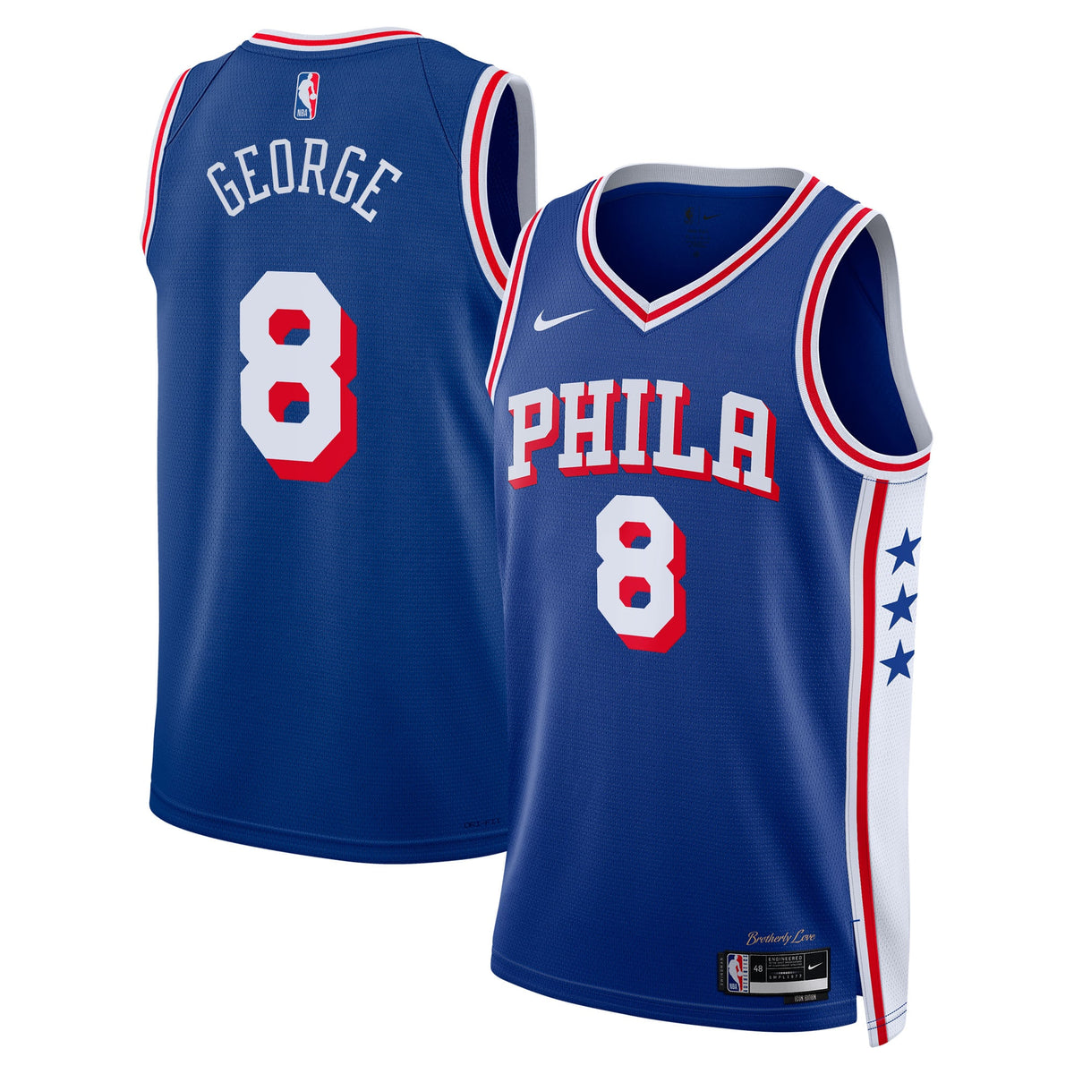 Philadelphia 76ers Icon Edition Swingman Basketball Jersey- Royal- Paul George- Unisex basketball fan jersey