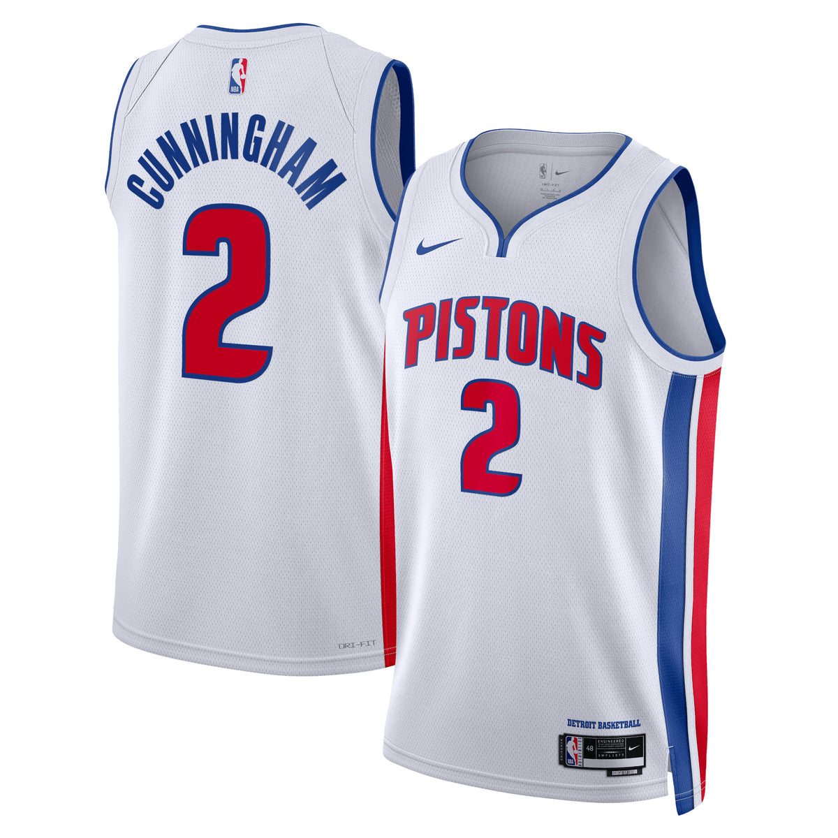 Detroit Pistons Association Edition Swingman Basketball Jersey- White- Cade Cunningham- Unisex basketball fan jersey