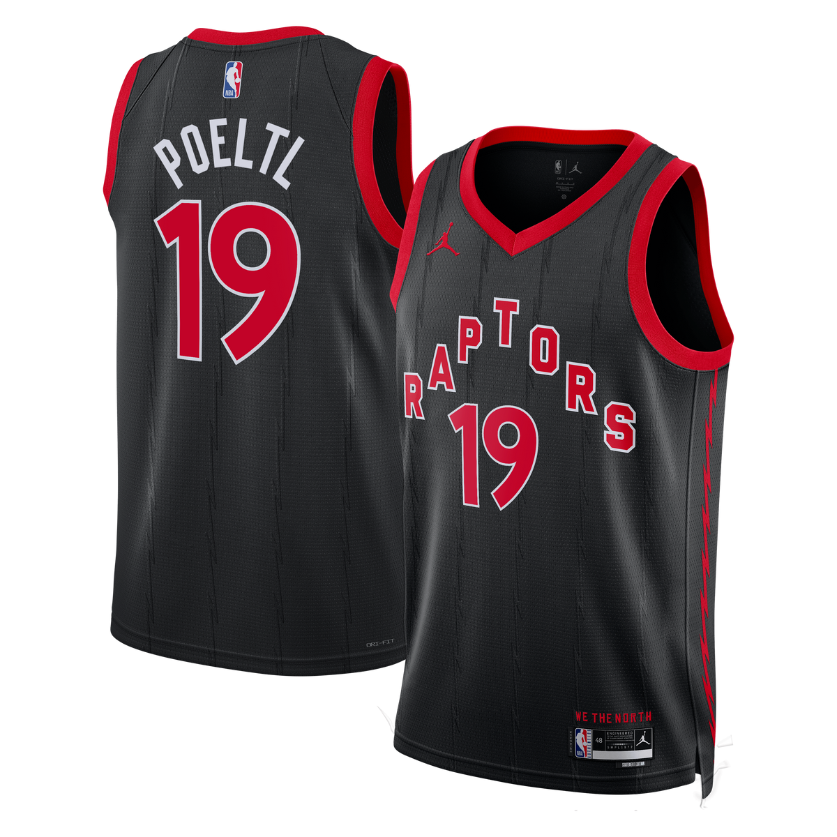 Toronto Raptors Brand Statement Edition Swingman Basketball Jersey- Black- Jakob Poeltl- Unisex basketball fan jersey