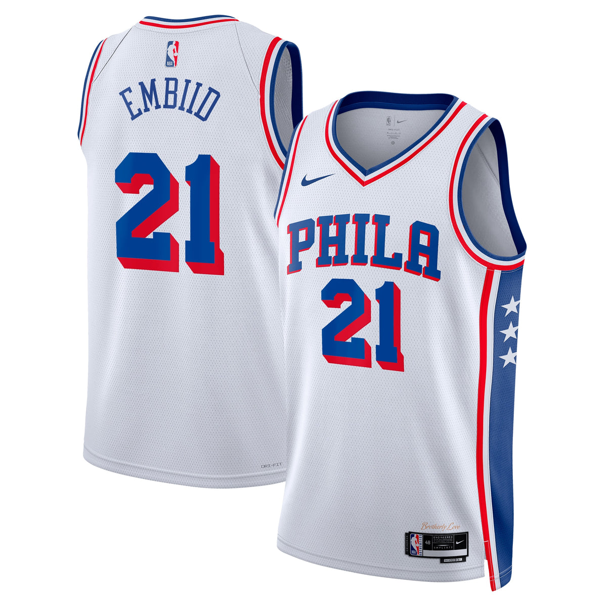 Philadelphia 76ers Association Edition Swingman Basketball Jersey- White- Joel Embiid- Unisex basketball fan jersey