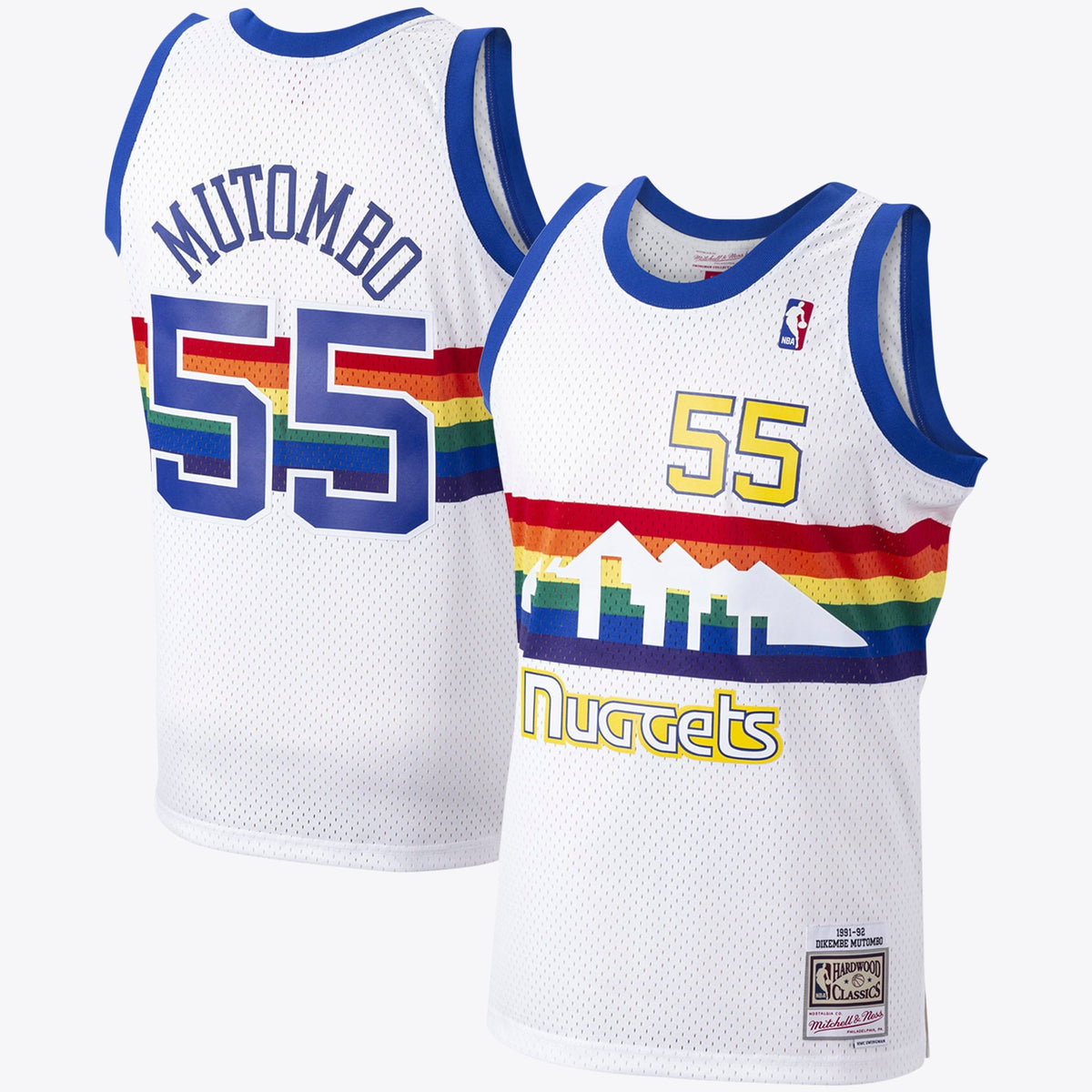 Denver Nuggets Dikembe Mutombo 1991 Hardwood Classics Home Swingman Basketball Jersey By- White basketball fan jersey