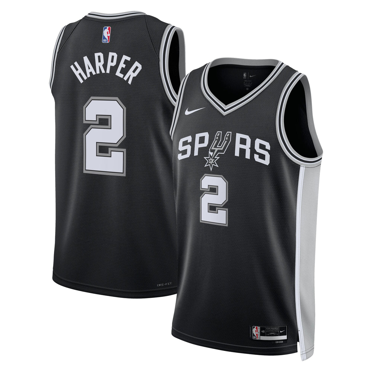 San Antonio Spurs Icon Edition Swingman Basketball Jersey NBA 2025 First Round Draft Pick- Black- Dylan Harper- Unisex basket