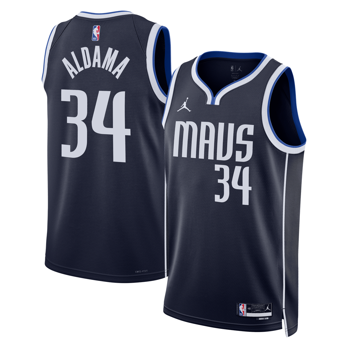 Dallas Mavericks Brand Statement Edition Swingman Basketball Jersey- Navy- Santi Aldama- Unisex basketball fan jersey