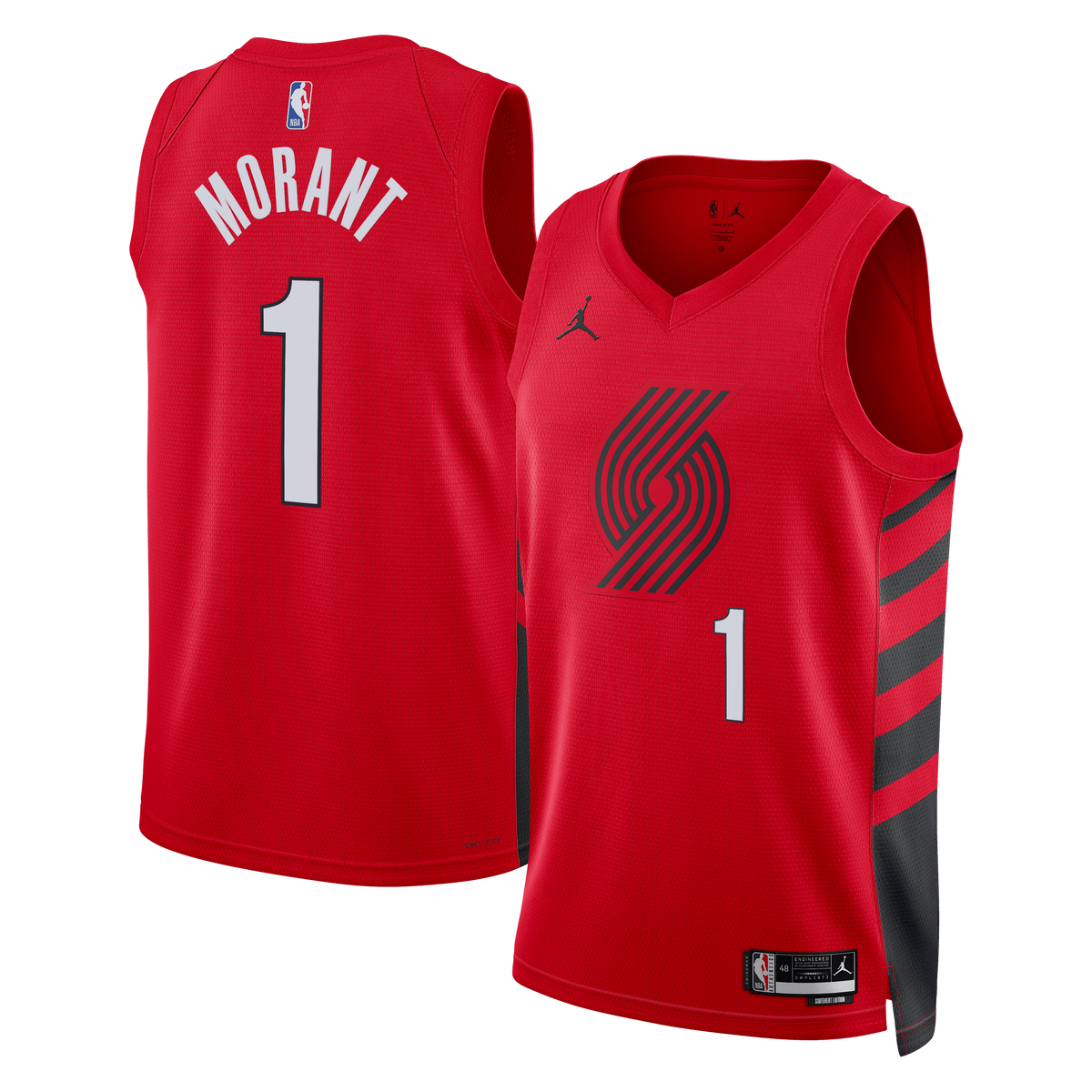 Portland Trail Blazers Brand Statement Edition Swingman Basketball Jersey- Red- Ja Morant- Unisex basketball fan jersey