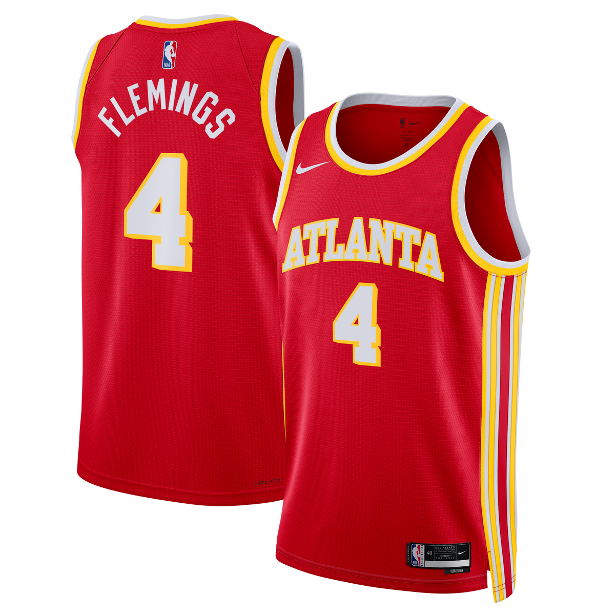 Atlanta Hawks Icon Swingman Basketball Jersey- Red- Kingston Flemings- Unisex basketball fan jersey