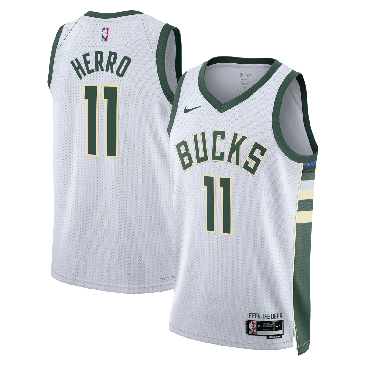 Milwaukee Bucks Association Edition Swingman Basketball Jersey- White- Tyler Herro- Unisex basketball fan jersey