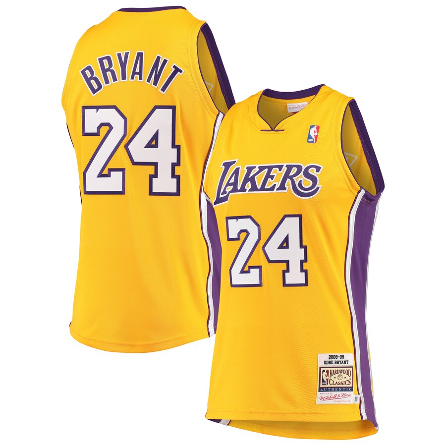 Kobe Bryant Hardwood Classics 2008- 09 Authentic Basketball Jersey By- Gold basketball fan jersey