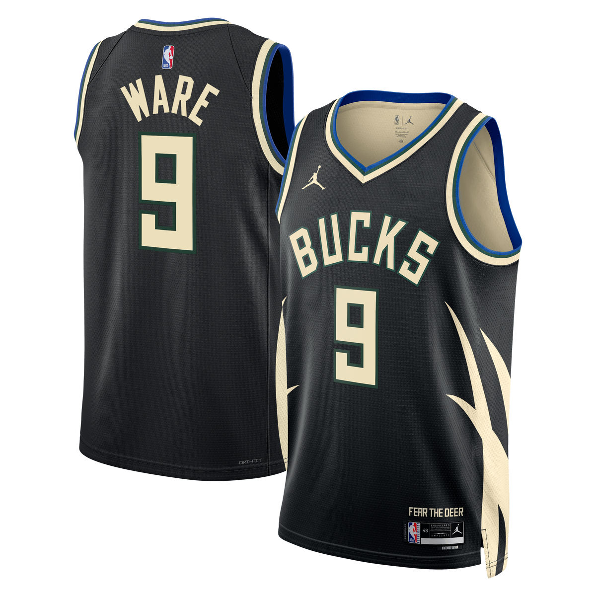 Milwaukee Bucks Brand Statement Edition Swingman Basketball Jersey- Hunter Green- Kel'el Ware- Unisex basketball fan jersey
