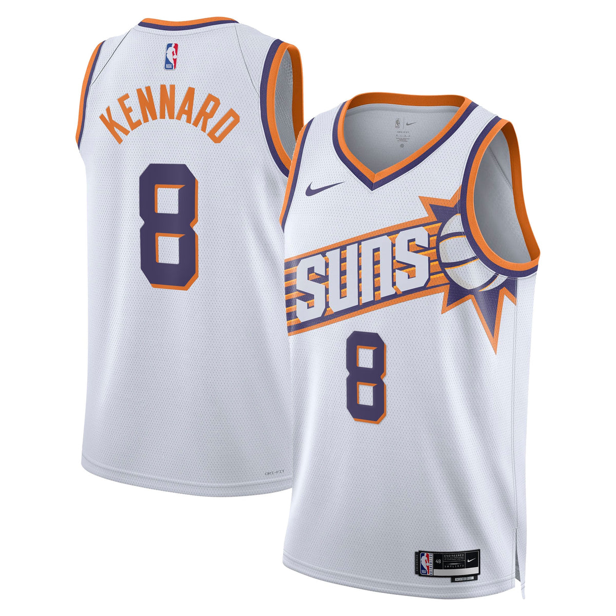 Phoenix Suns Association Edition Swingman Basketball Jersey- White- Luke Kennard- Unisex basketball fan jersey
