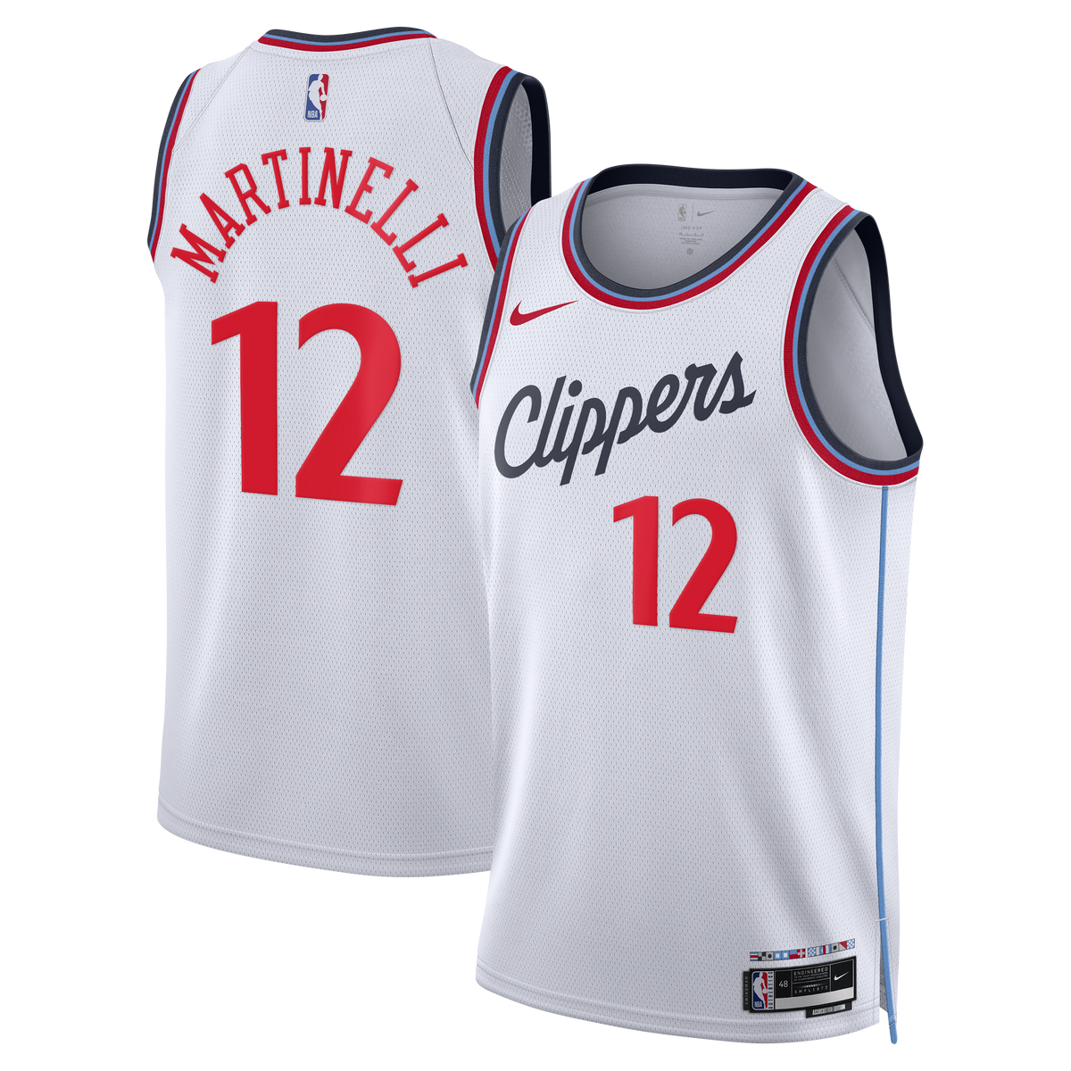 Los Angeles Clippers Replica Association Edition Swingman Basketball Jersey- White- Nick Martinelli- Unisex basketball fan je