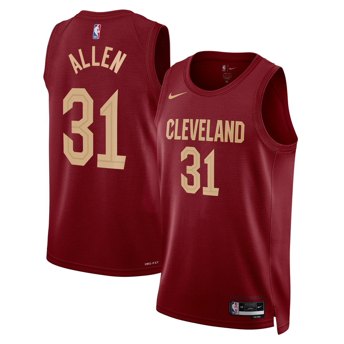 Cleveland Cavaliers Icon Edition Swingman Basketball Jersey- Maroon- Jarrett Allen- Unisex basketball fan jersey