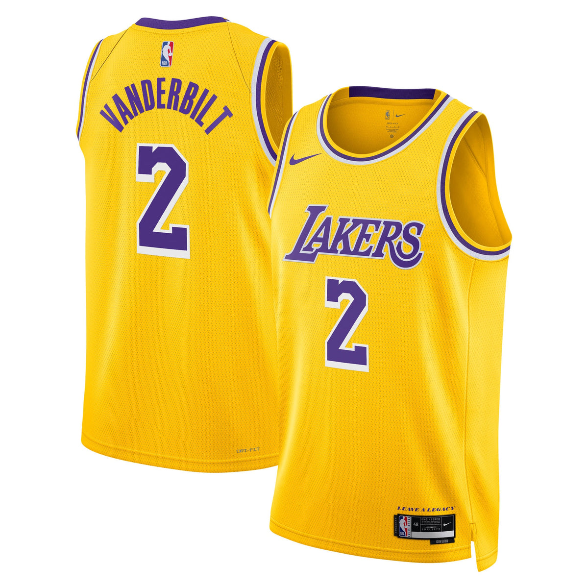 Los Angeles Lakers Icon Edition Swingman Basketball Jersey- Gold- Jarred Vanderbilt- Youth basketball fan jersey