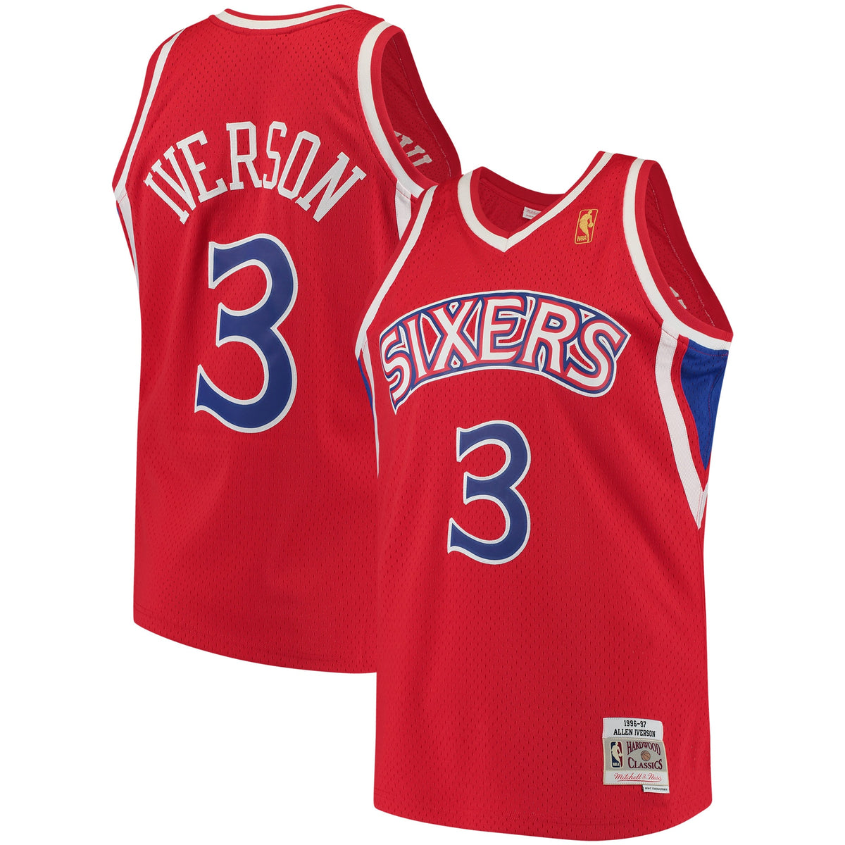 Allen Iverson Red Philadelphia 76ers 1996- 97 Hardwood Classics Swingman Basketball Jersey basketball fan jersey