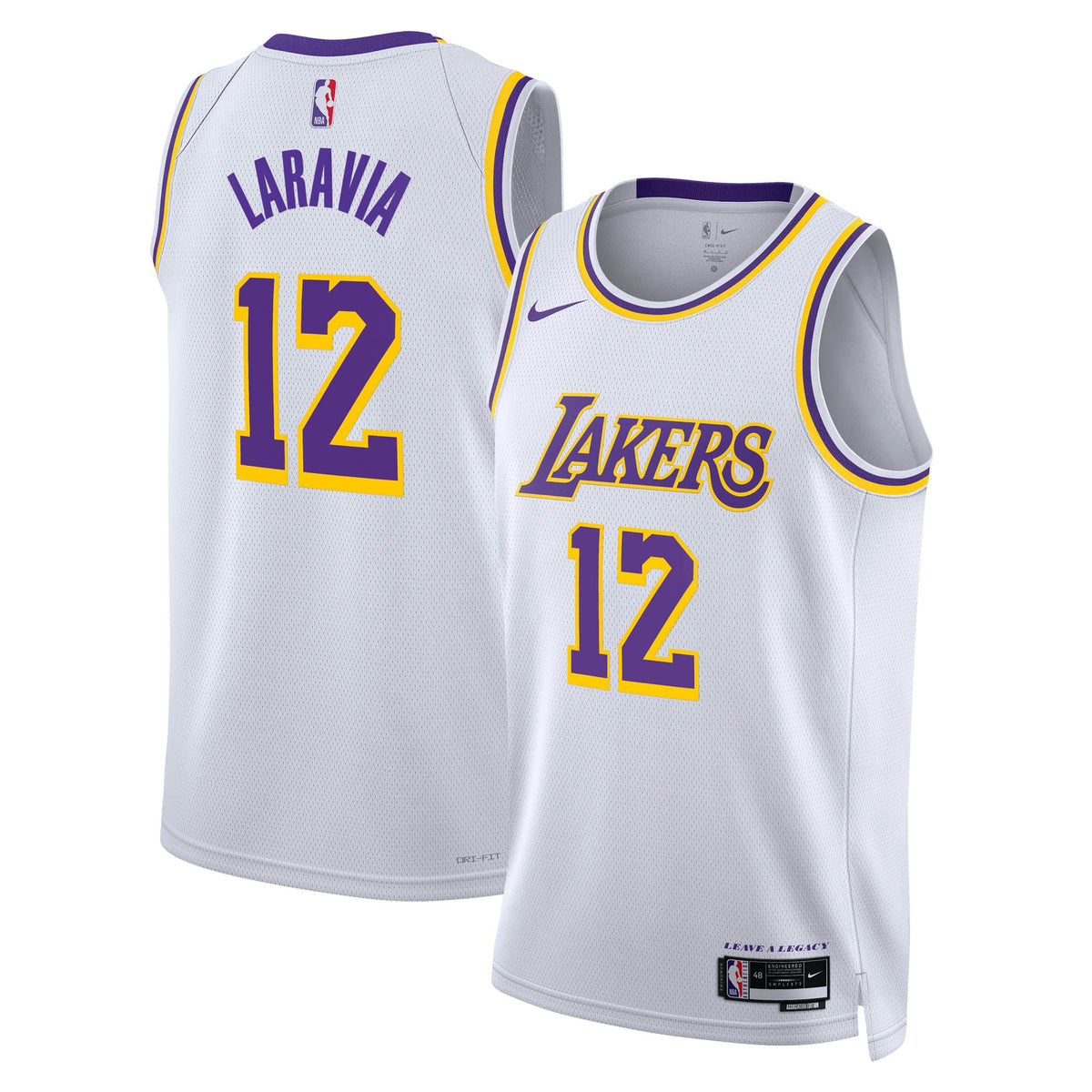 Los Angeles Lakers Association Edition Swingman Basketball Jersey- White- Jake LaRavia- Unisex basketball fan jersey