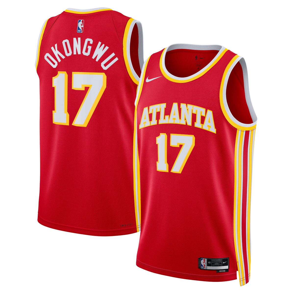 Atlanta Hawks Icon Edition Swingman Basketball Jersey- Red- Onyeka Okongwu- Unisex basketball fan jersey